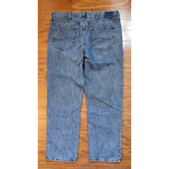 Lee Jeans Men Size (38x29 Actual) Blue Stone Wash Regular Fit Straight Leg Pants - Picture 12 of 13